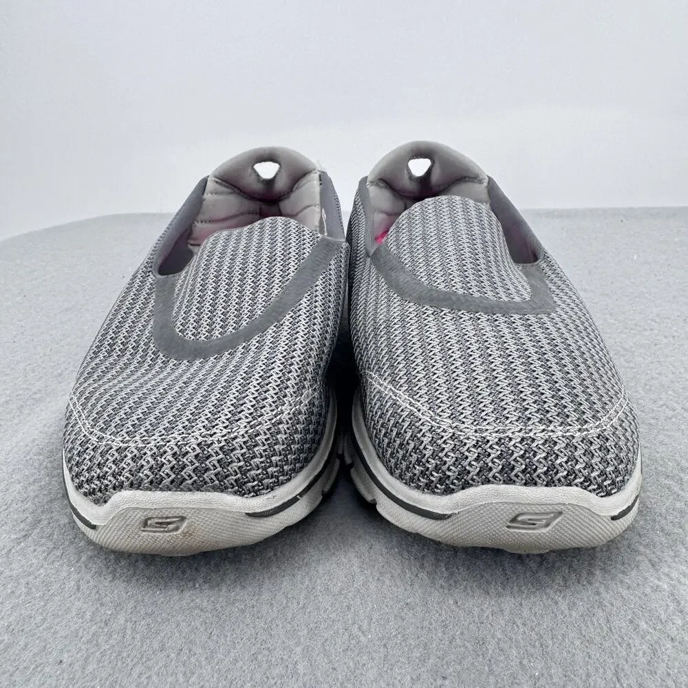 Skechers Go Walk 3‎ Gray Slip On Walking Shoes Womens 7 Goga Mat 13980